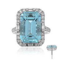Bague en or et Aigue-Marine du Brésil AAA (AMAYANI)