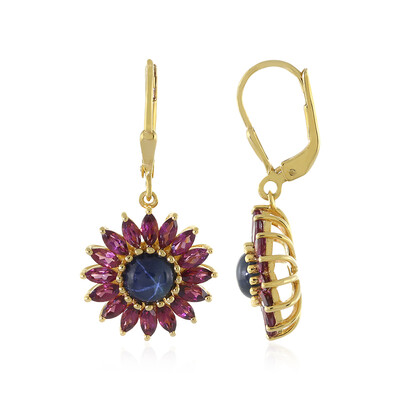 Boucles d'oreilles en argent et Saphir étoilé bleu
