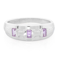 Bague en argent et Saphir pourpre de Ceylan non chauffé