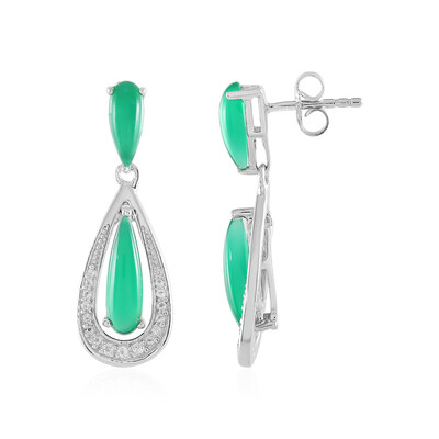 Boucles d'oreilles en argent et Agate verte
