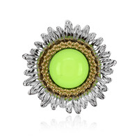 Pendentif en argent et Ambre verte de Colombie