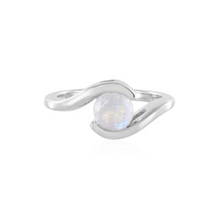 Bague en argent et Pierre de Lune arc-en-ciel