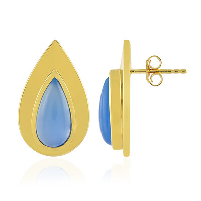 Boucles d'oreilles en argent et Calcédoine bleue (MONOSONO COLLECTION)
