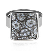 Bague en argent et Corail fossilisé