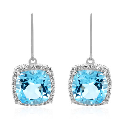 Boucles d'oreilles en argent et Topaze bleu ciel