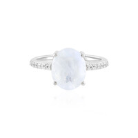 Bague en argent et Pierre de Lune arc-en-ciel