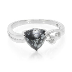 Bague en argent et Obsidienne Flocon-de-Neige