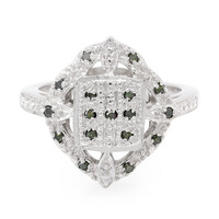 Bague en argent et Diamant vert émeraude