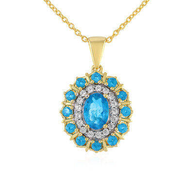 Collier en argent et Apatite bleu néon