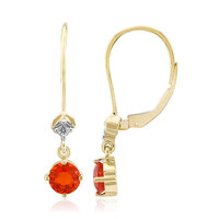Boucles d'oreilles en or et Opale de feu mexicaine AAA