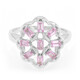 Bague en argent et Saphir rose de Ceylan