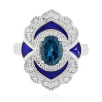 Bague en argent et Topaze bleu de Londres
