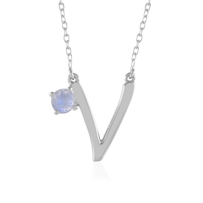 Collier en argent et Pierre de Lune arc-en-ciel