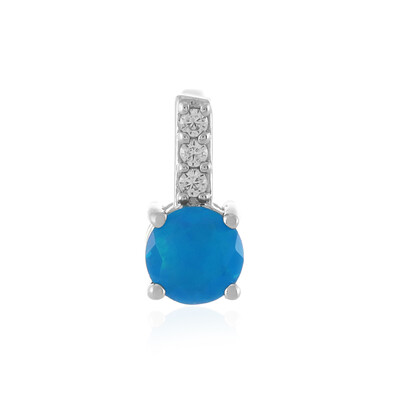 Pendentif en argent et Opale bleue d'Éthiopie
