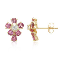 Boucles d'oreilles en or et Saphir Padparadscha non chauffé (AMAYANI)