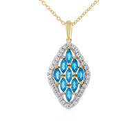 Collier en argent et Apatite bleu néon