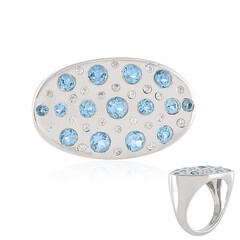 Bague en argent et Topaze bleu Suisse (de Melo)