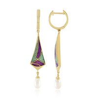 Boucles d'oreilles en argent et Perle blanche de culture d'eau douce (Adela Silber)