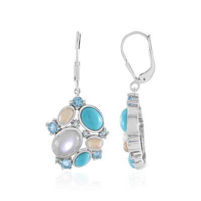Boucles d'oreilles en argent et Pierre de Lune blanche (KM by Juwelo)
