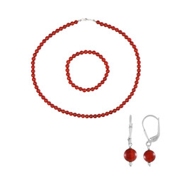 Parure en argent et Onyx rouge