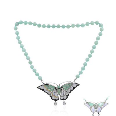 Collier en argent et Agate zonée bleue (Dallas Prince Designs)