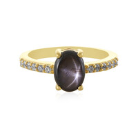 Bague en argent et Saphir étoilé noir