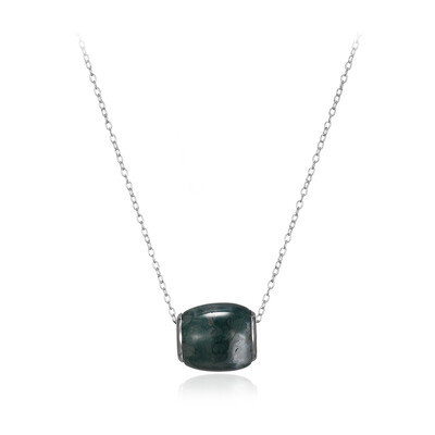 Collier en argent et Agate mousse