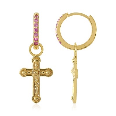 Boucles d'oreilles en argent et Saphir parme