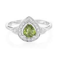 Bague en argent et Saphir vert AAA