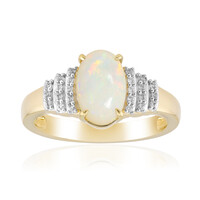 Bague en or et Opale blanche du Brésil