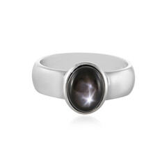 Bague en argent et Saphir étoilé noir