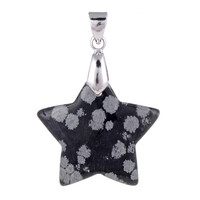 Pendentif en argent et Obsidienne Flocon-de-Neige