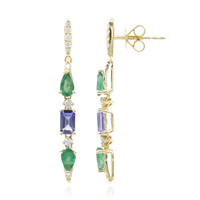 Boucles d'oreilles en or et Emeraude de Zambie AAA (CIRARI)