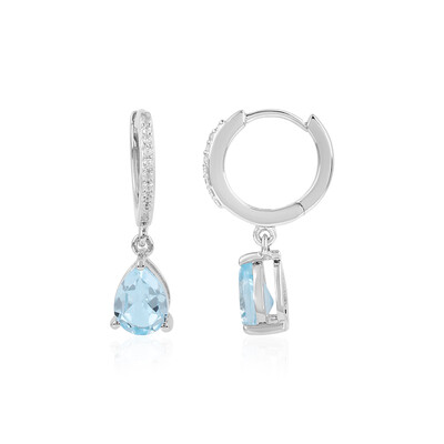 Boucles d'oreilles en argent et Topaze bleu ciel