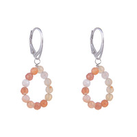 Boucles d'oreilles en argent et Agate rouge du Botswana