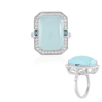 Bague en argent et Calcédoine d'eau