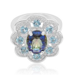 Bague en argent et Quartz mystique bleu