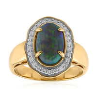 Bague en or et Opale noire de Lightning Ridge (de Melo)