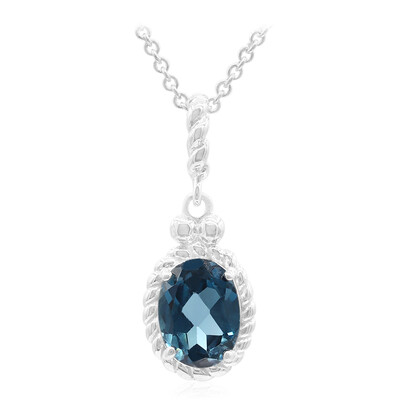 Collier en argent et Topaze bleu de Londres