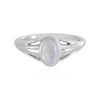 Bague en argent et Pierre de Lune arc-en-ciel