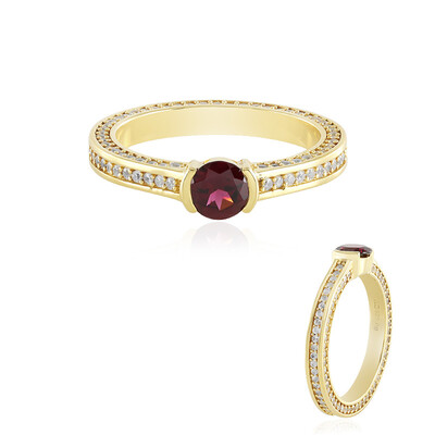 Bague en argent et Grenat Rhodolite framboise