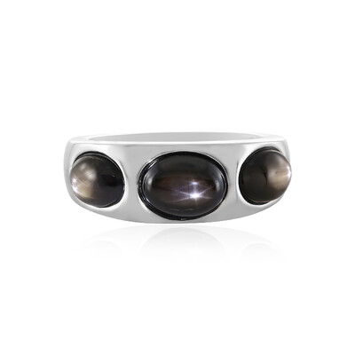 Bague en argent et Saphir étoilé noir