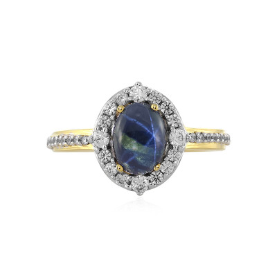 Bague en argent et Saphir étoilé bleu
