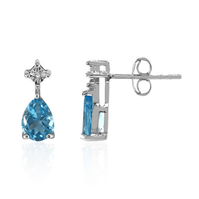 Boucles d'oreilles en argent et Topaze bleu Suisse