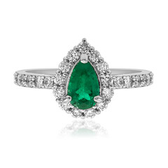 Bague en platine et Emeraude de Zambie AAA (CIRARI)