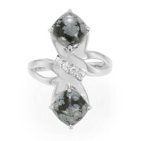 Bague en argent et Obsidienne Flocon-de-Neige