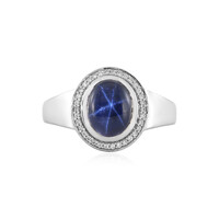 Bague en argent et Saphir étoilé bleu