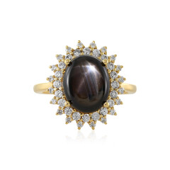 Bague en argent et Saphir étoilé noir