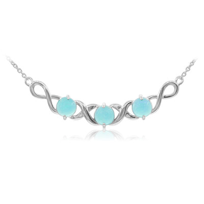 Collier en argent et Opale bleu Caraïbes