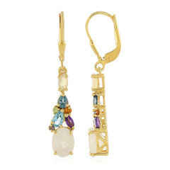Boucles d'oreilles en argent et Pierre de Lune arc-en-ciel